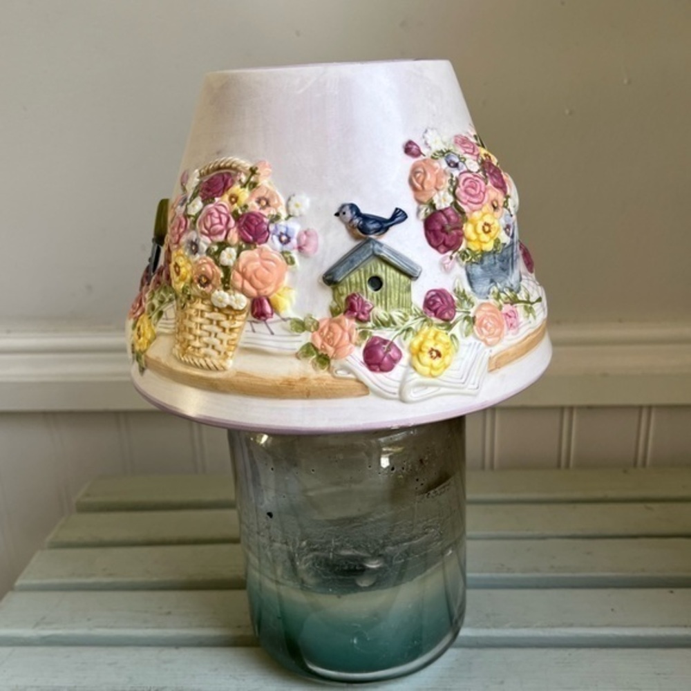 Spring Blossom Gardener’s Large Candle Shade by Laurie Korsgaden Watercolors NWT